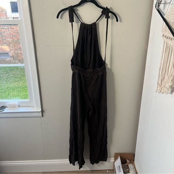 Free People Linen Blend Open Back Jumper Brown - Picture 7 of 10